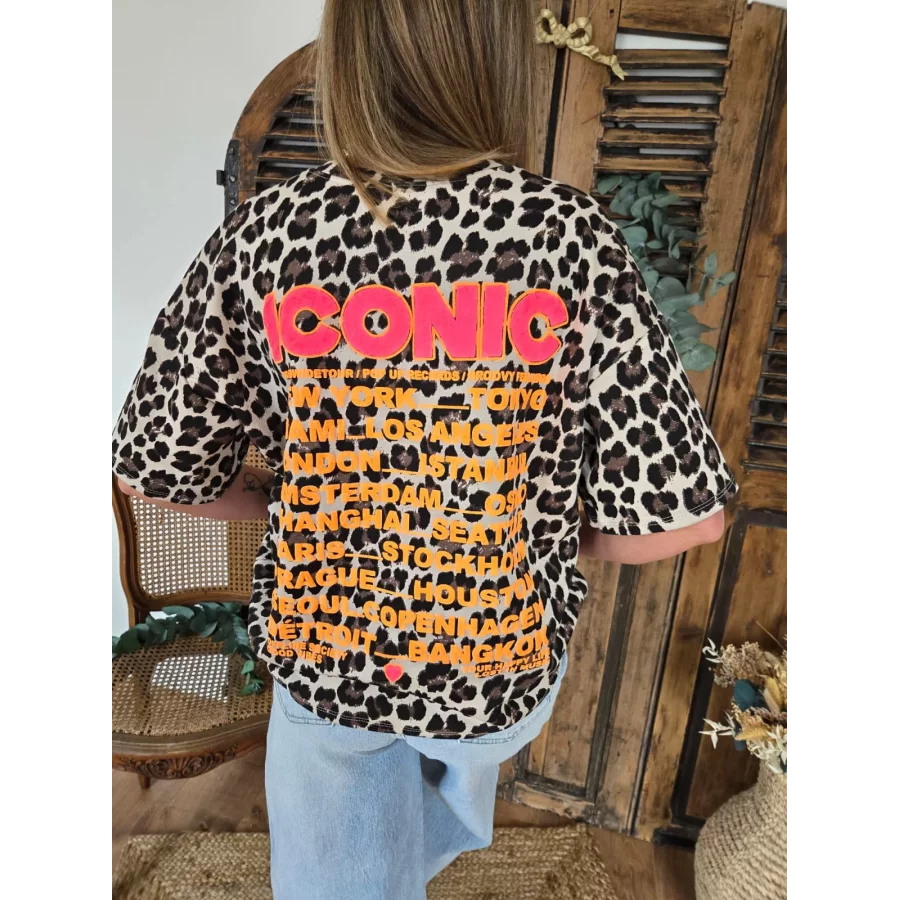 T-shirt Iconic leopard beige