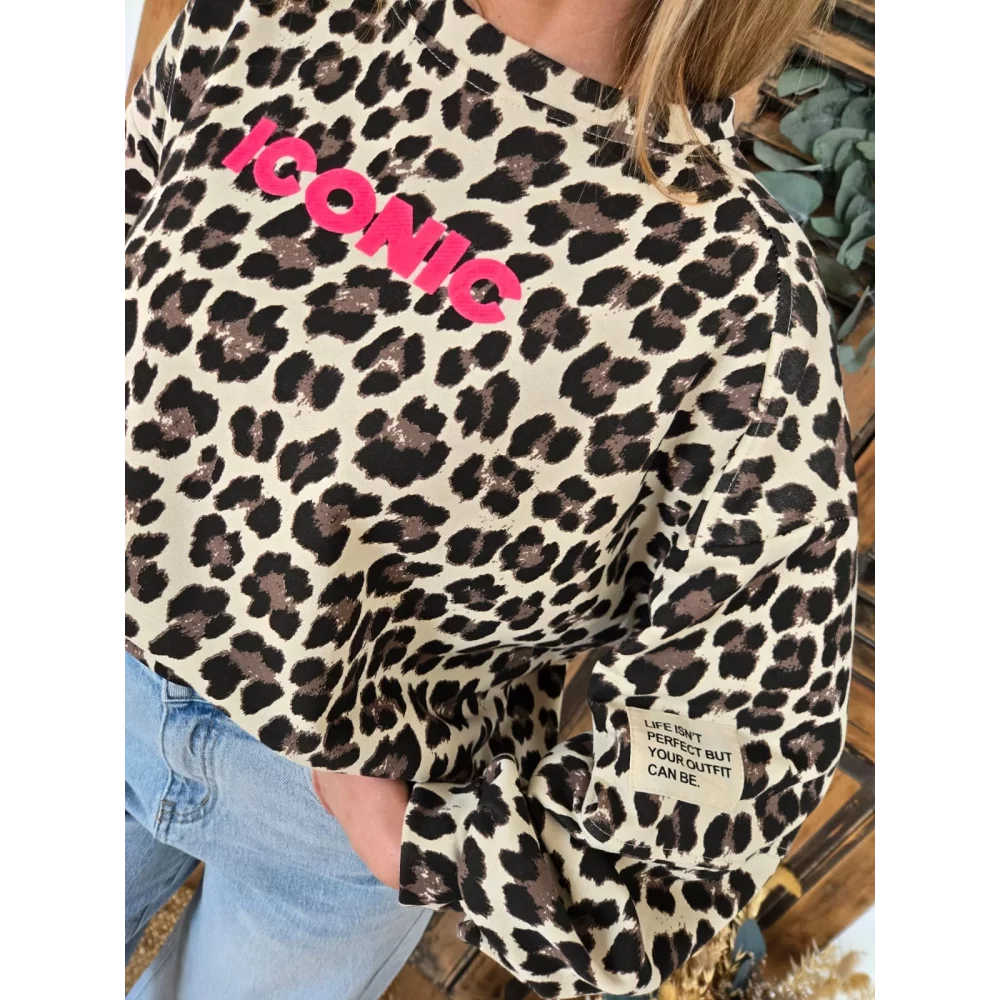 Sweat Iconic leopard beige