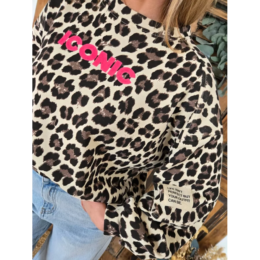Sweat Iconic leopard beige
