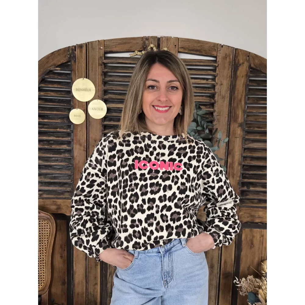 Sweat Iconic leopard beige