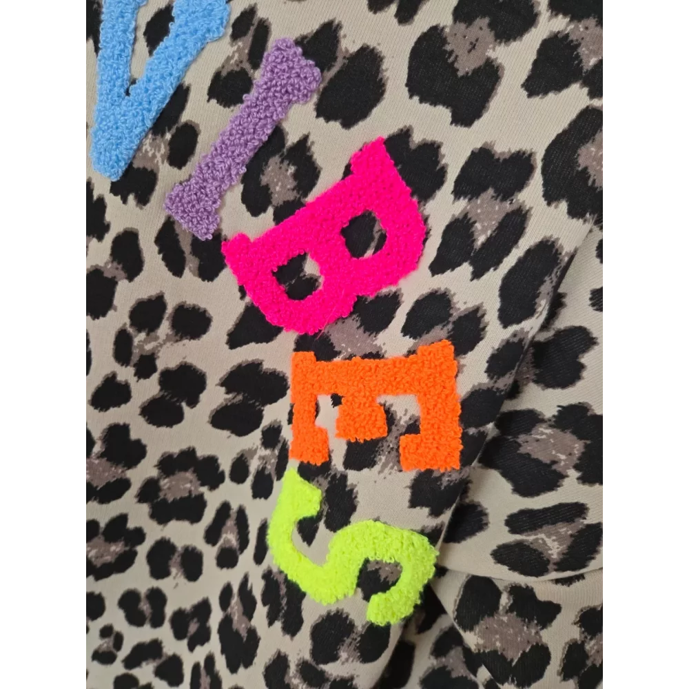 Sweat leopard beige GOOD VIBES au dos