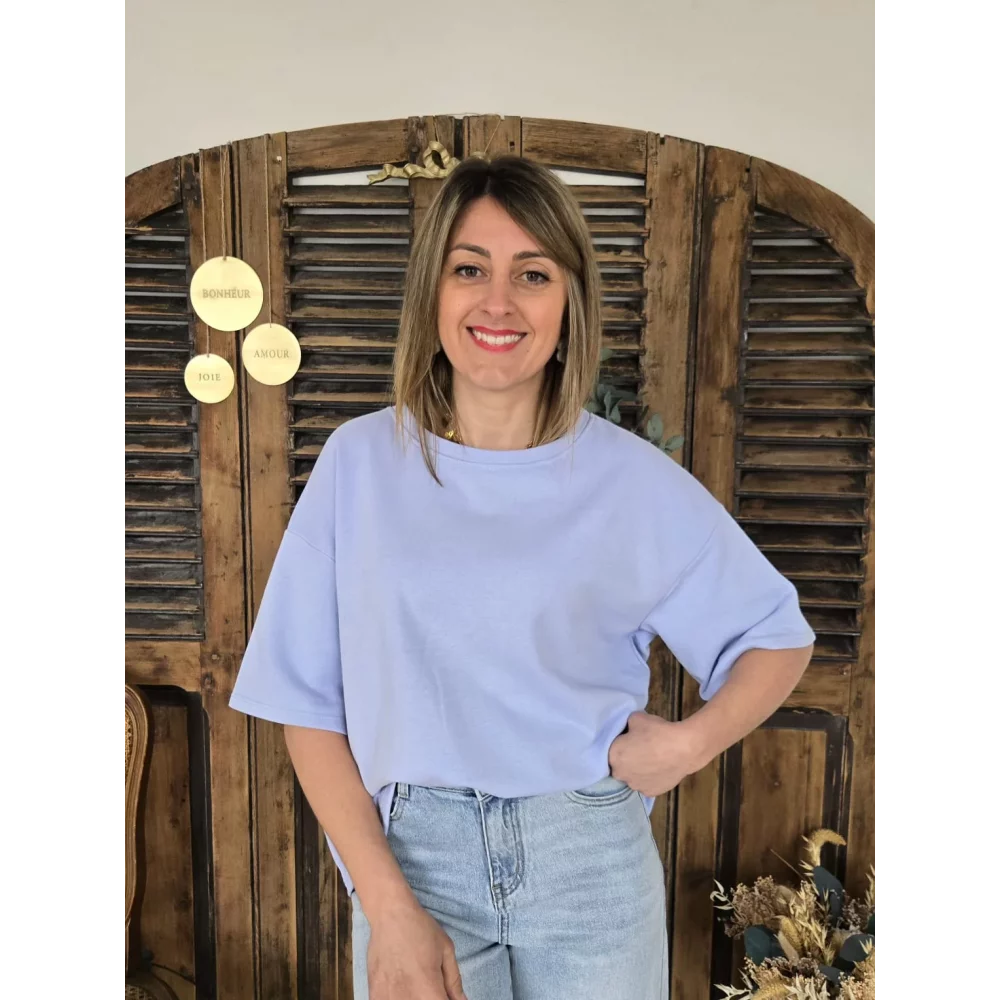 Sweat manches courtes bleu ciel Mommy dos