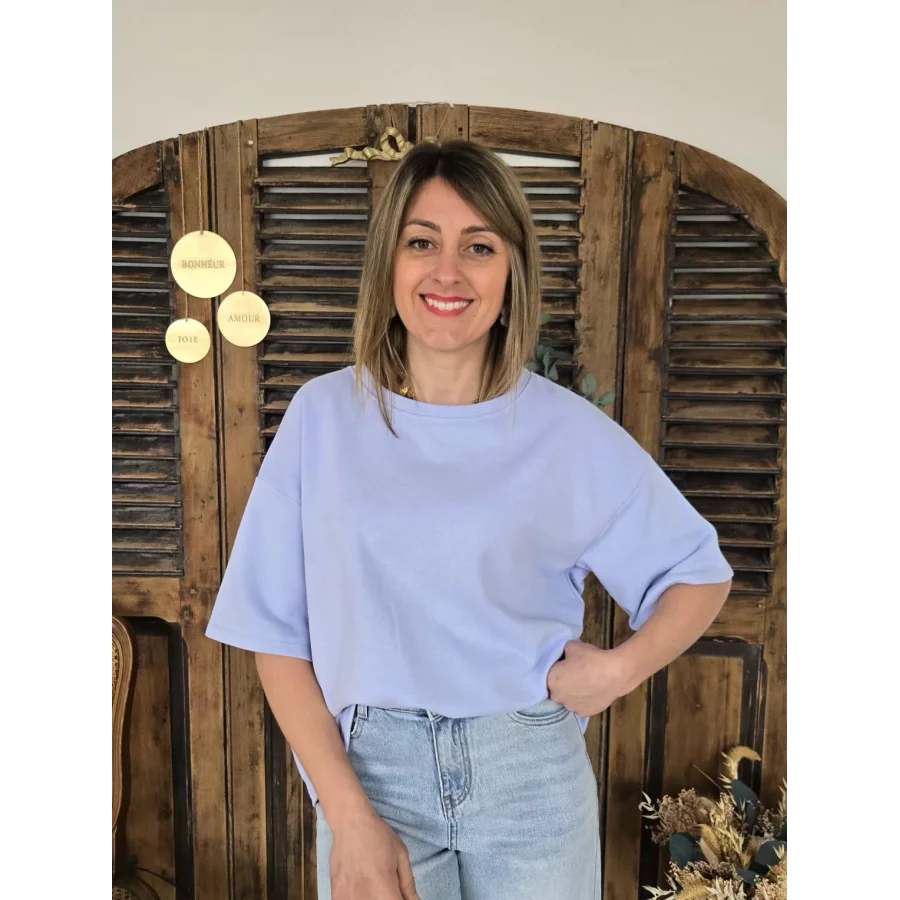 Sweat manches courtes bleu ciel Mommy dos