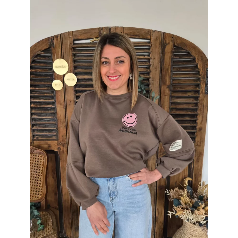 Sweat chocolat Smiley rose