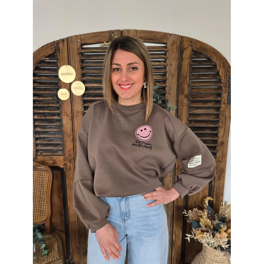 Sweat chocolat Smiley rose