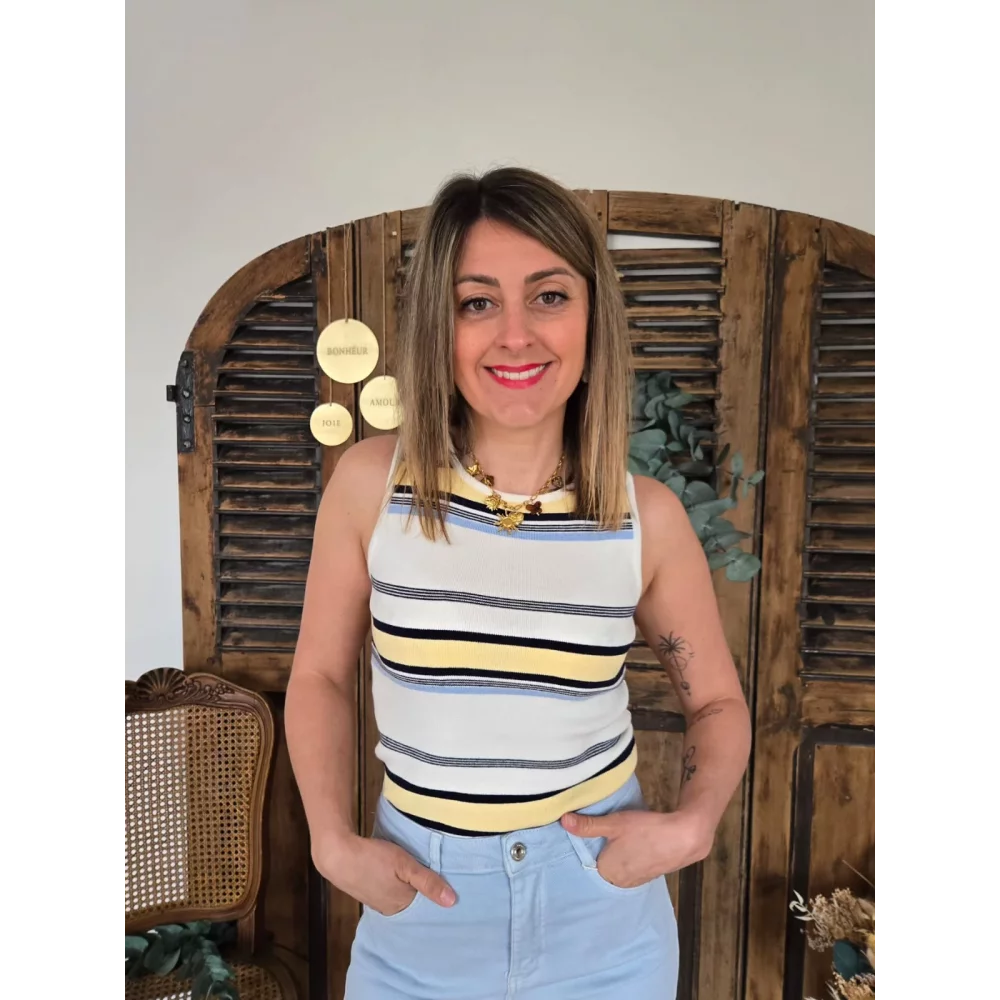 Top en maille Joachim rayures jaunes