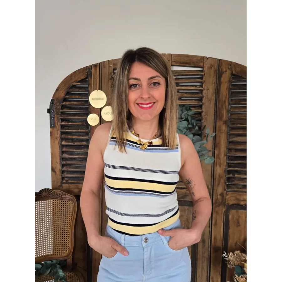 Top en maille Joachim rayures jaunes