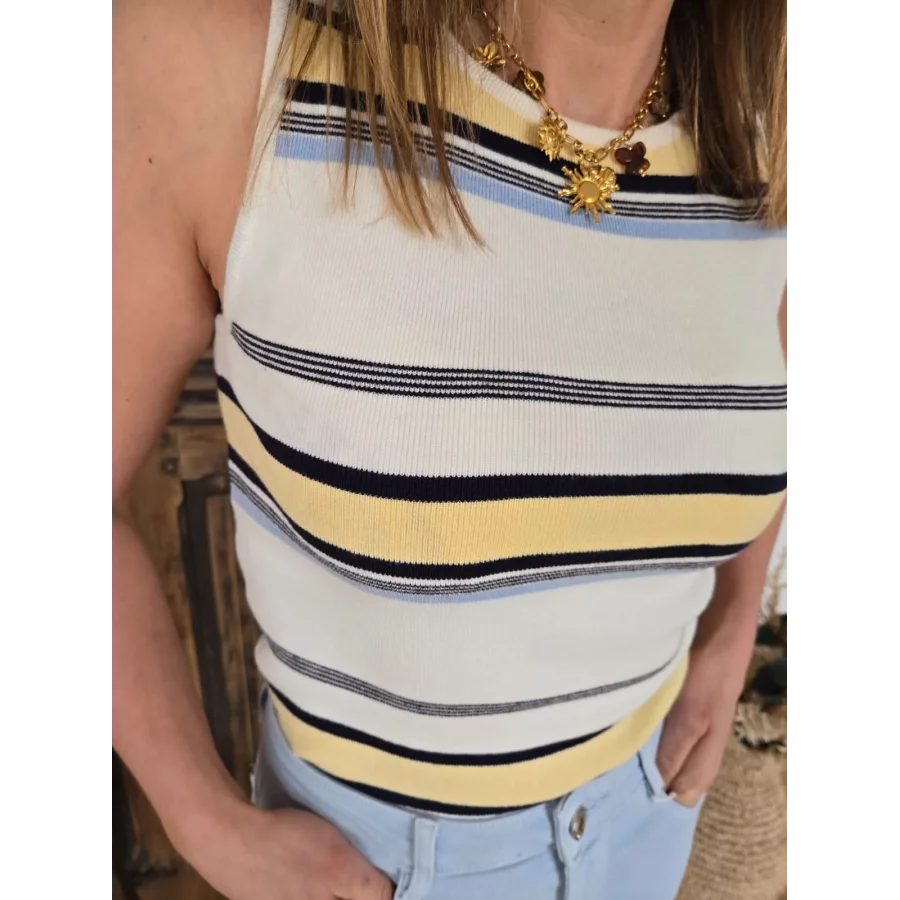 Top en maille Joachim rayures jaunes