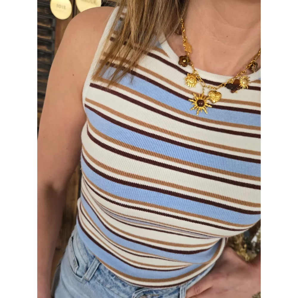 Top en maille Joachim rayures bleu ciel
