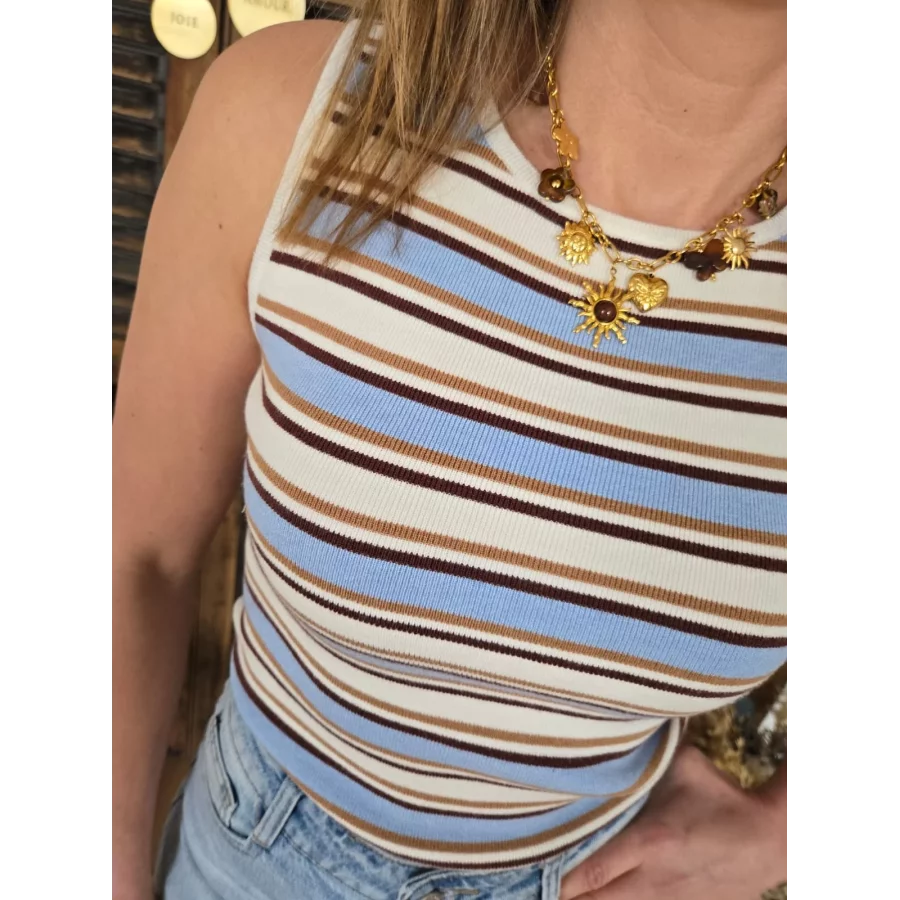 Top en maille Joachim rayures bleu ciel