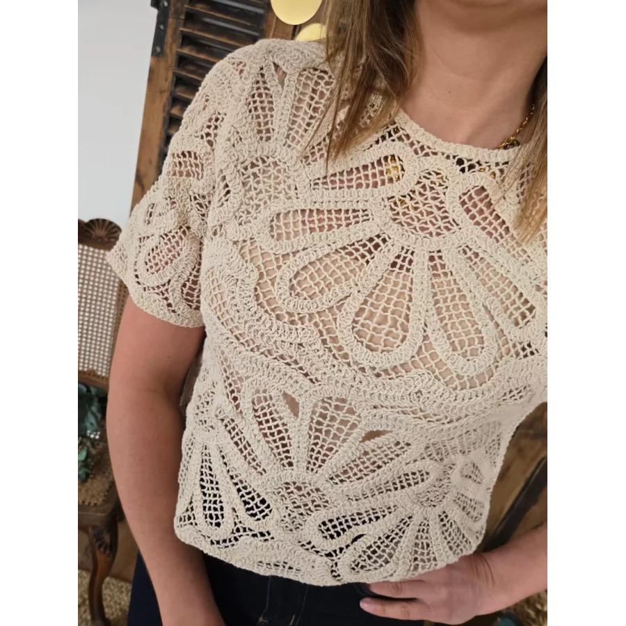 Blouse Dorothee crochet beige