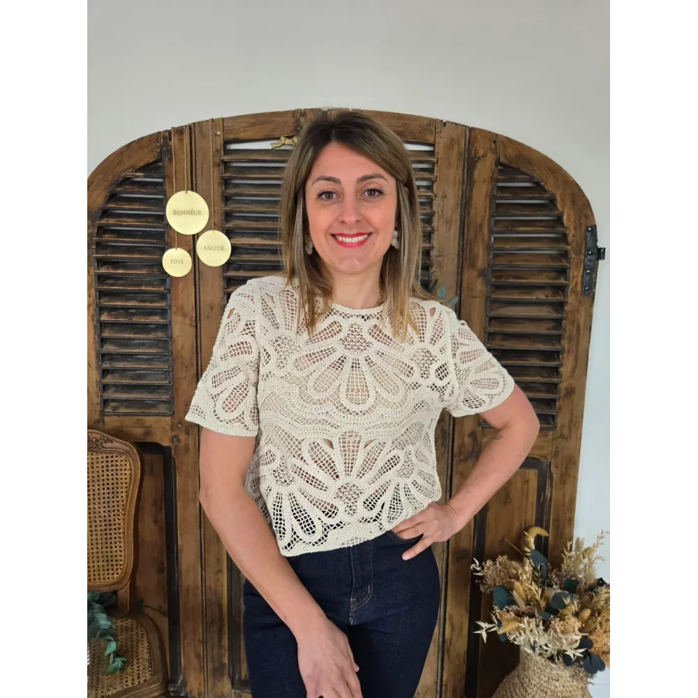 Blouse Dorothee crochet beige