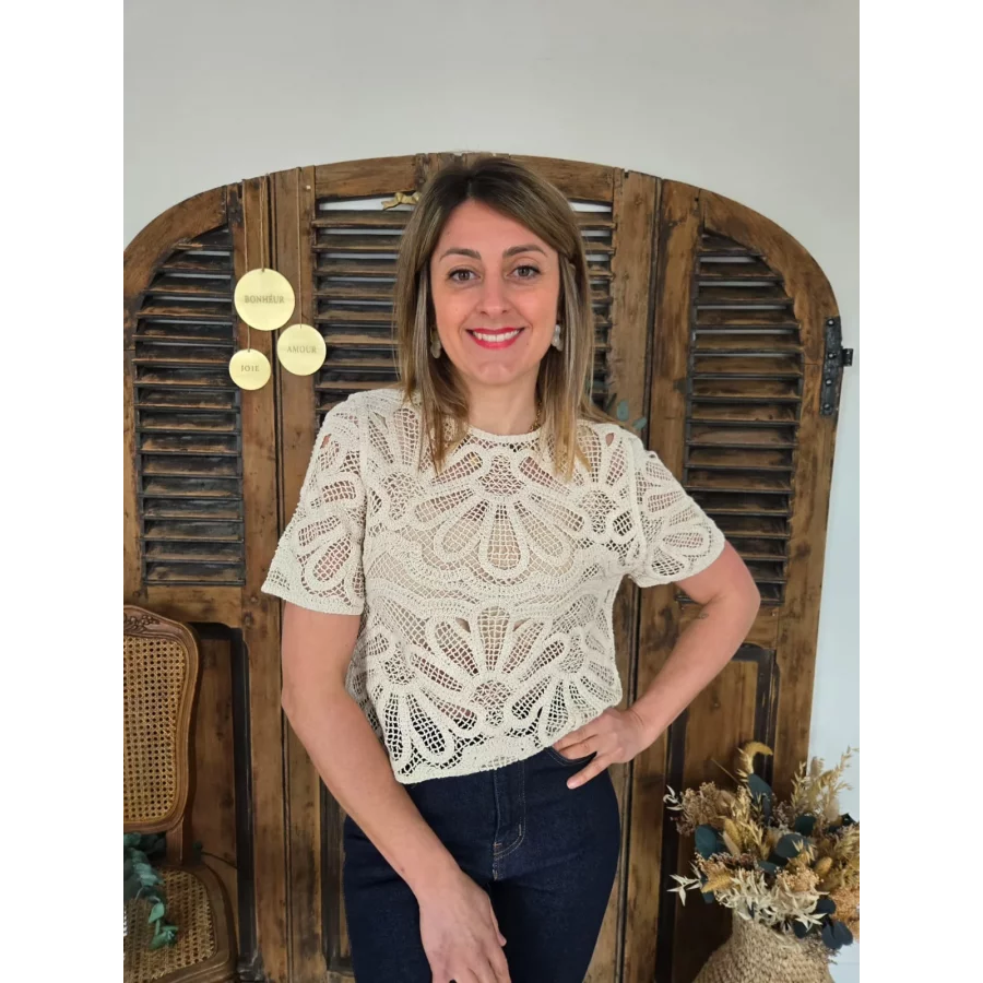 Blouse Dorothee crochet beige