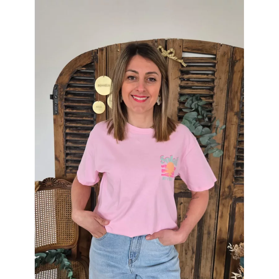 T-shirt Soleil Riviera rose