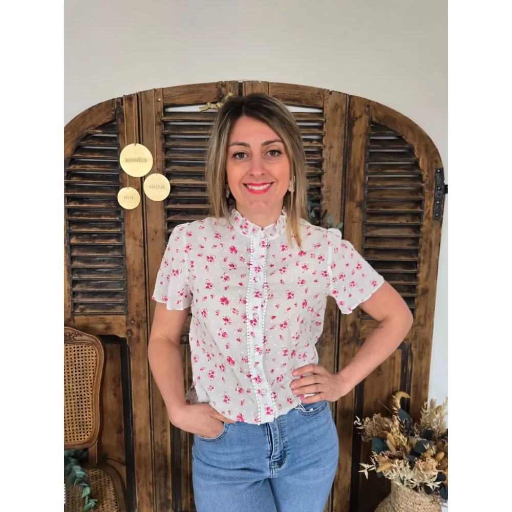 Blouse Jessica fleurs rose