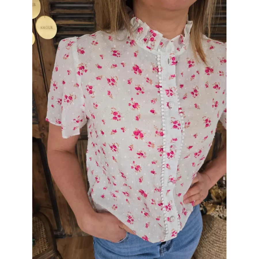 Blouse Jessica fleurs rose