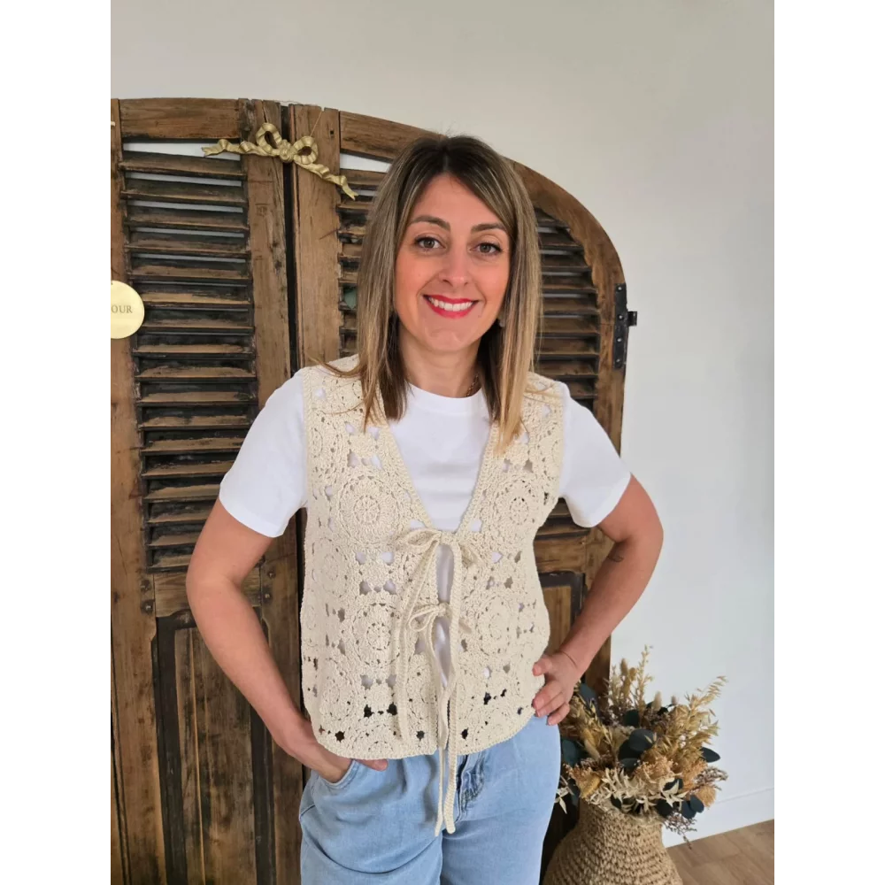 Bolero Marius crochet beige