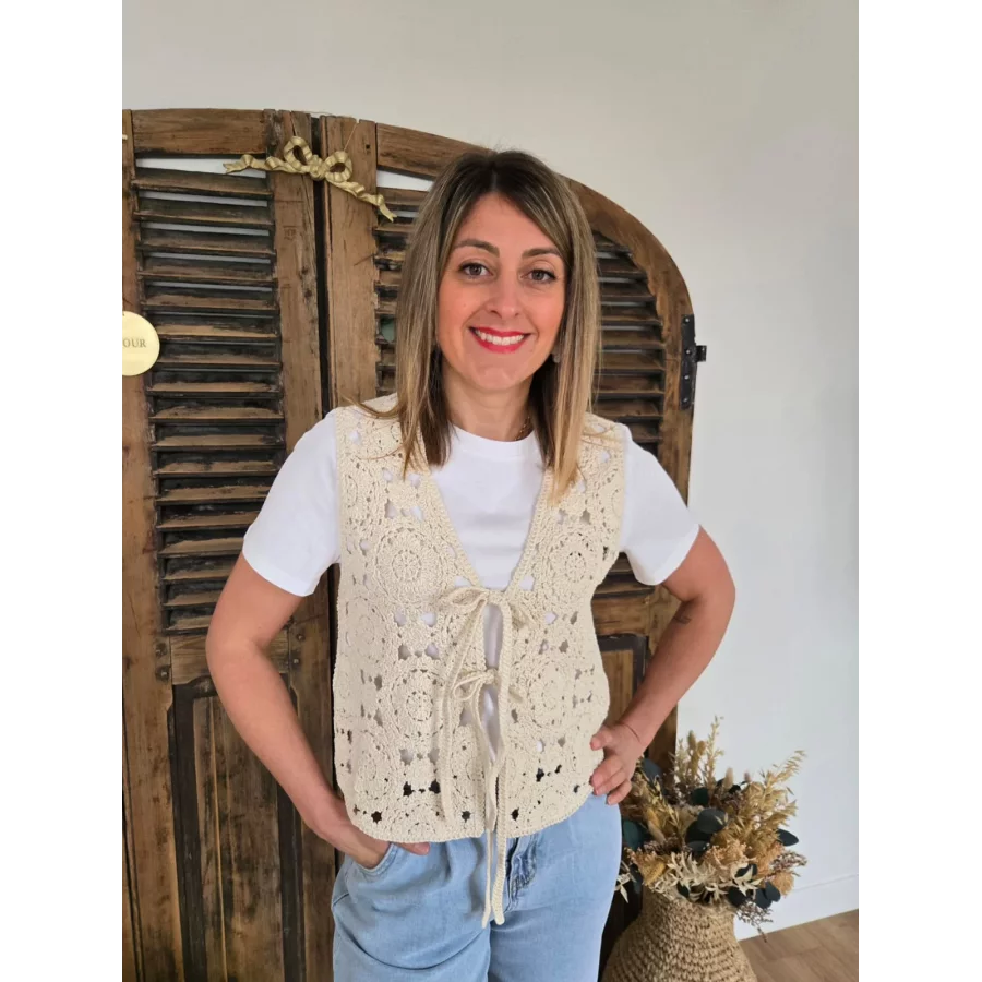 Bolero Marius crochet beige