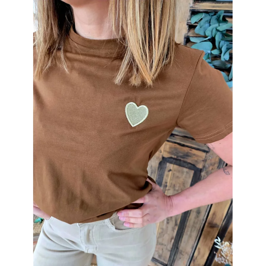 T-shirt Julien marron coeur doré