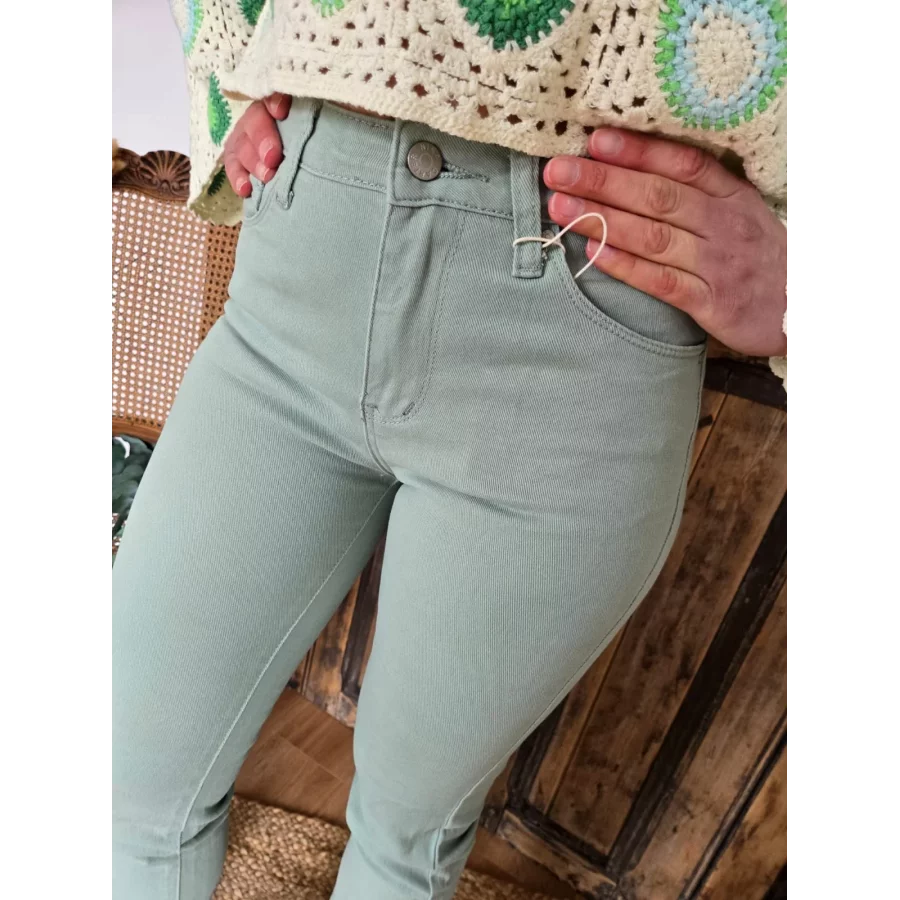 Jean droit Fabien vert celadon