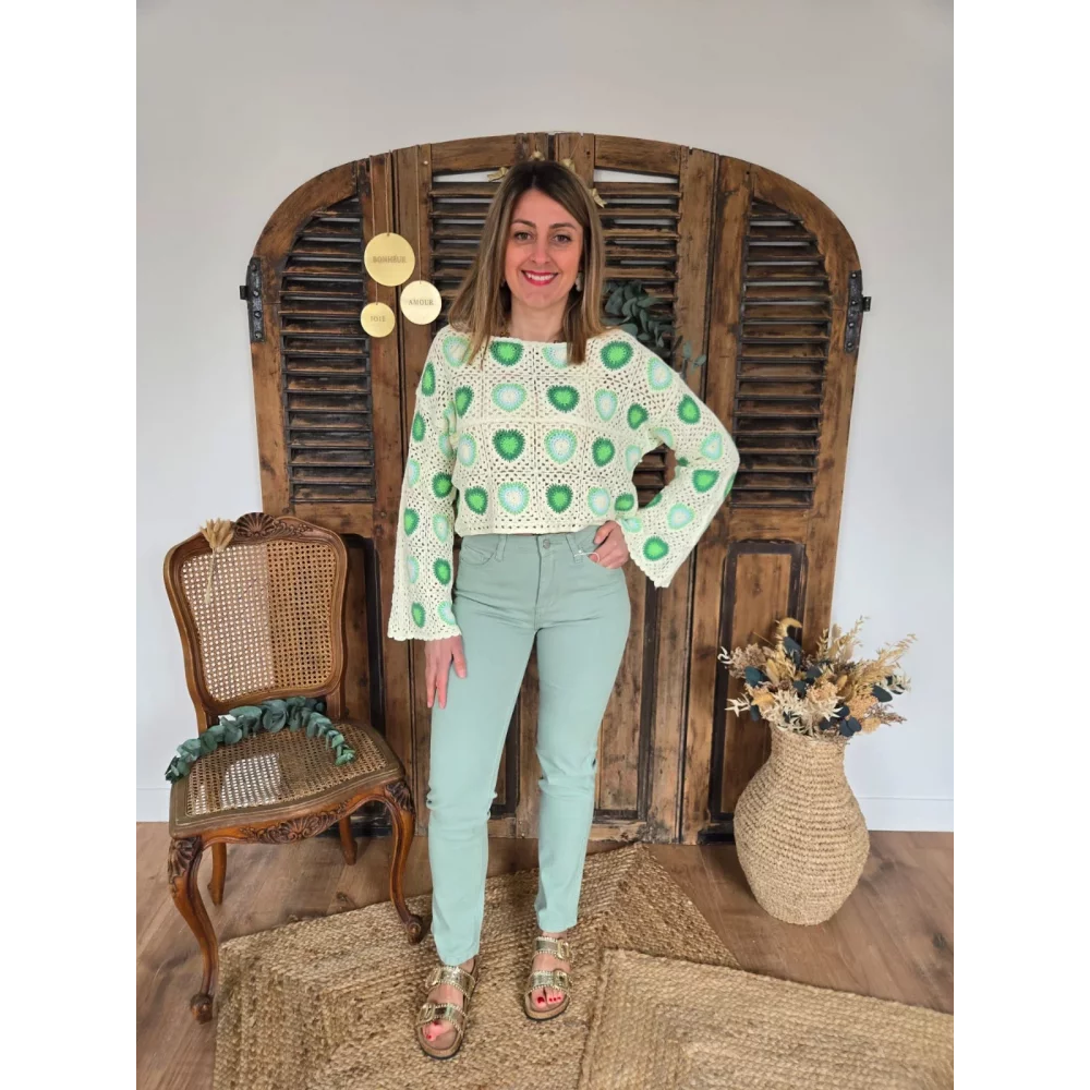 Jean droit Fabien vert celadon