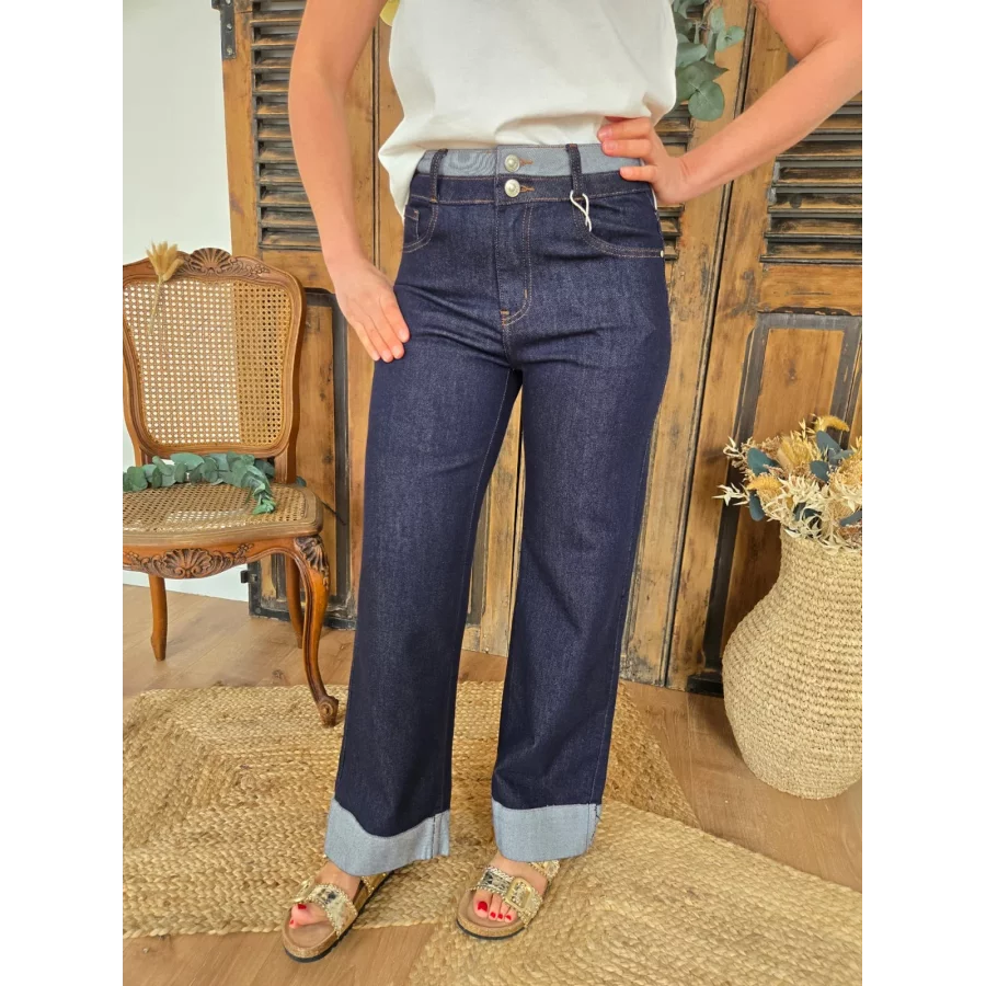 Jean Joshua wideleg bleu vintage 7/8ème revers