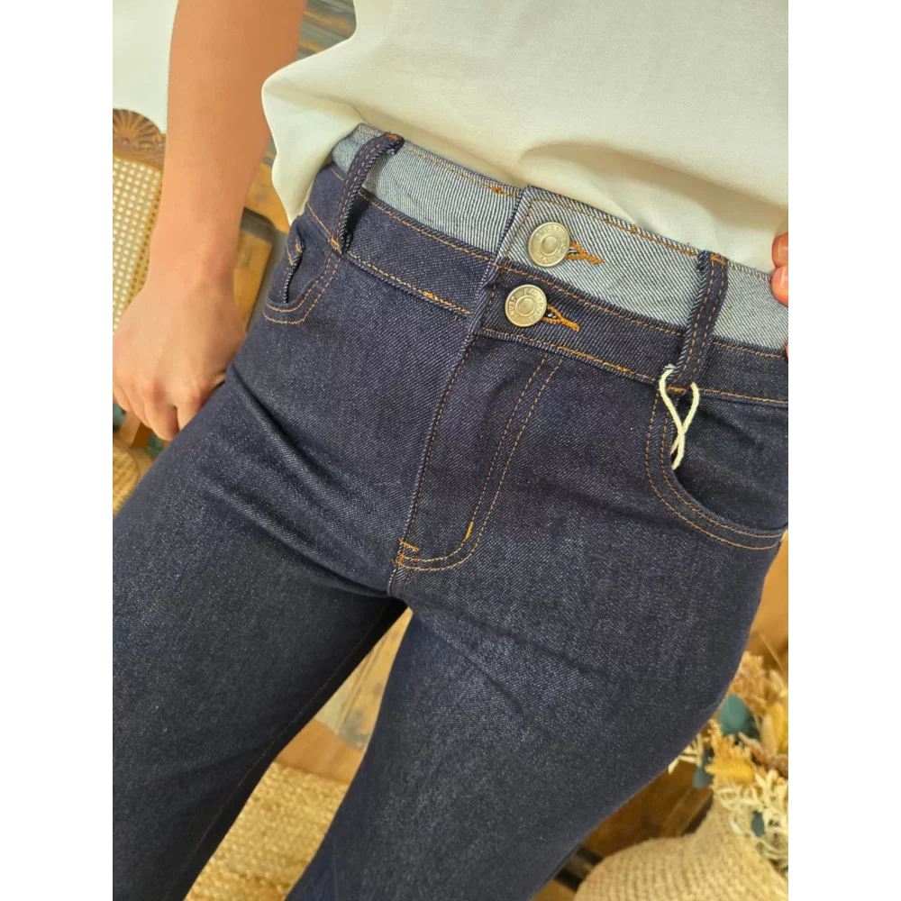 Jean Joshua wideleg bleu vintage 7/8ème revers