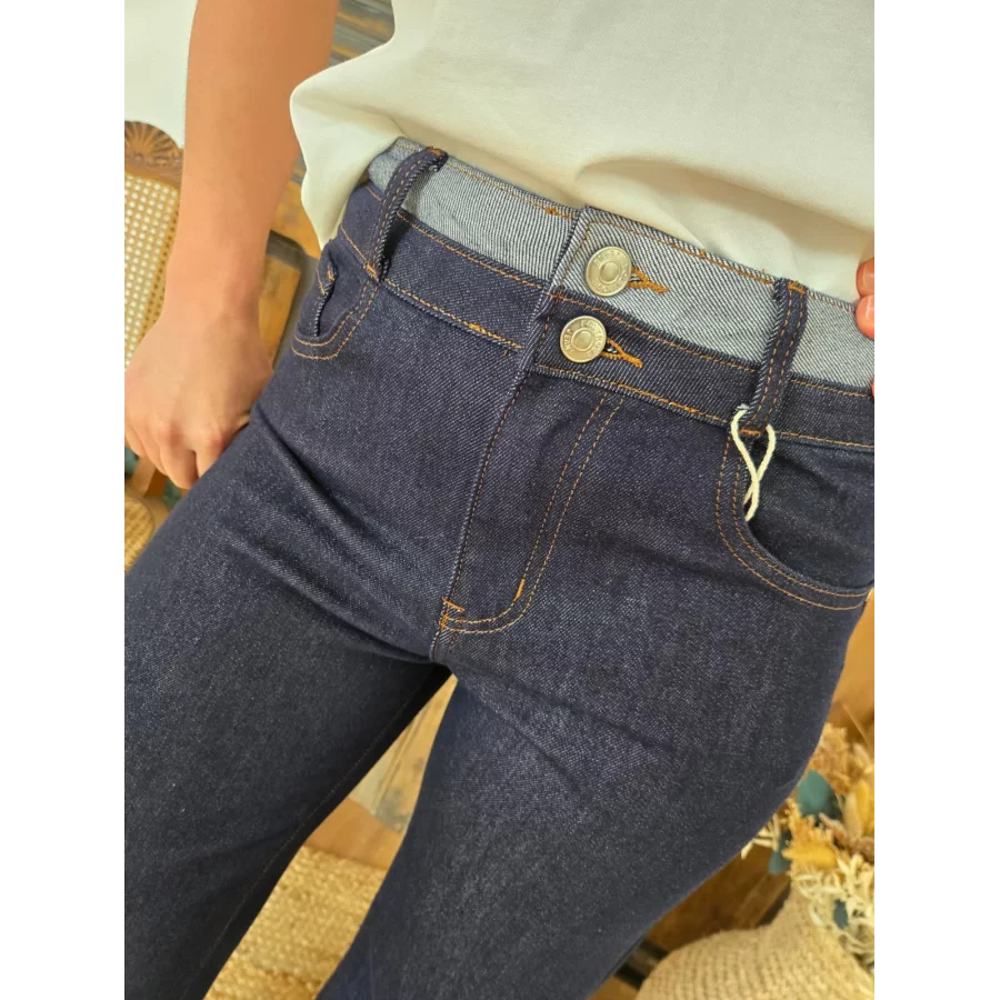 Jean Joshua wideleg bleu vintage 7/8ème revers