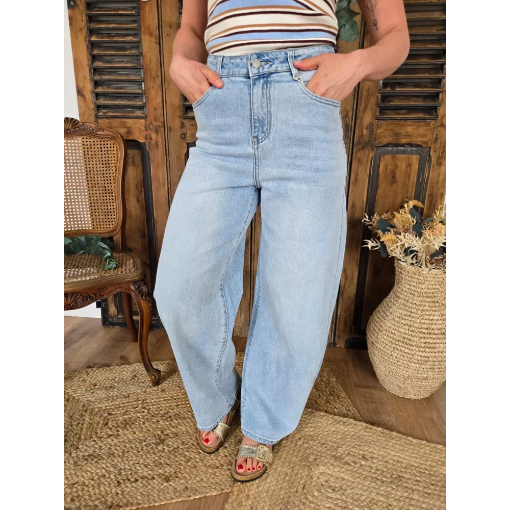 Jean balloon / barrel John bleu delavé