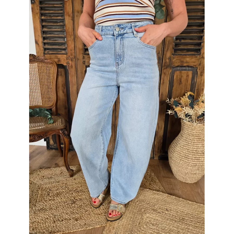Jean balloon / barrel John bleu delavé