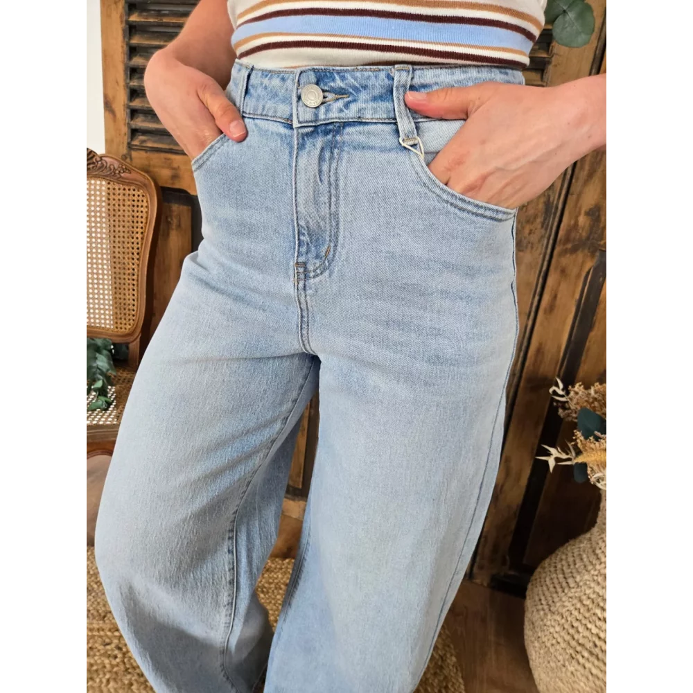 Jean balloon / barrel John bleu delavé