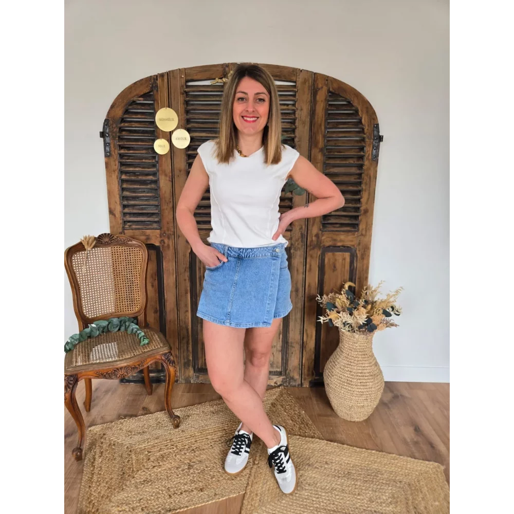 Jupe short Sixtine jean delavé