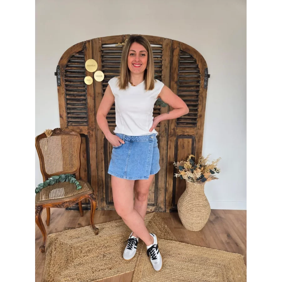 Jupe short Sixtine jean delavé