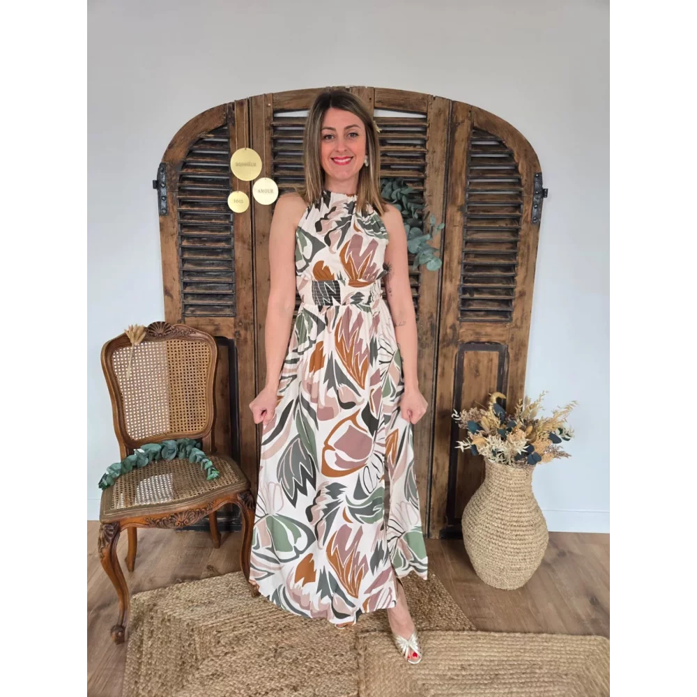 Robe longue Joanne motif naturel