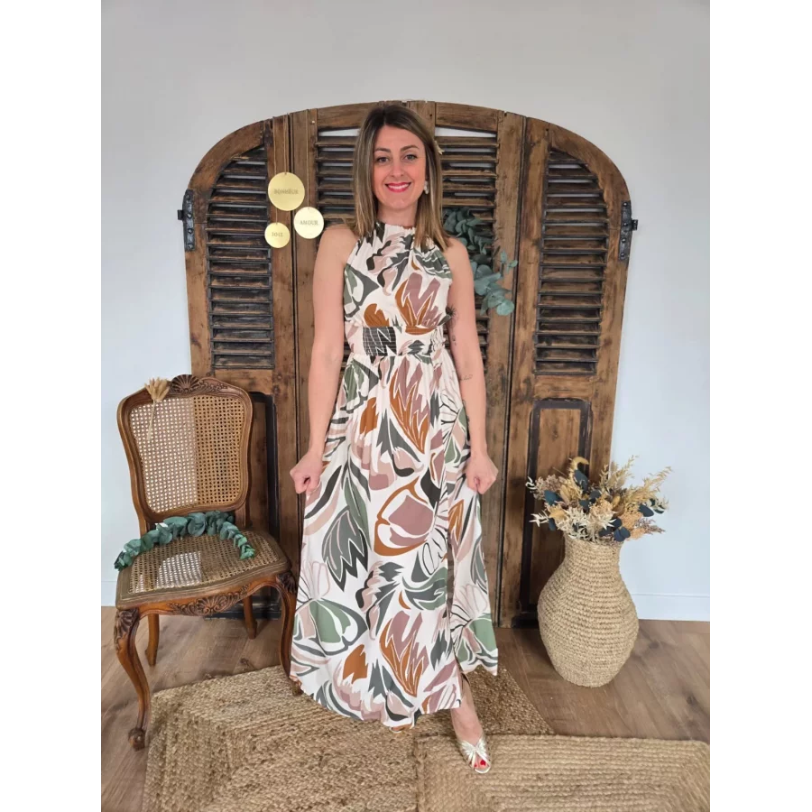 Robe longue Joanne motif naturel
