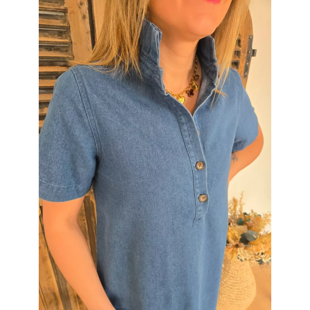 Robe Jeannette jean col victorien