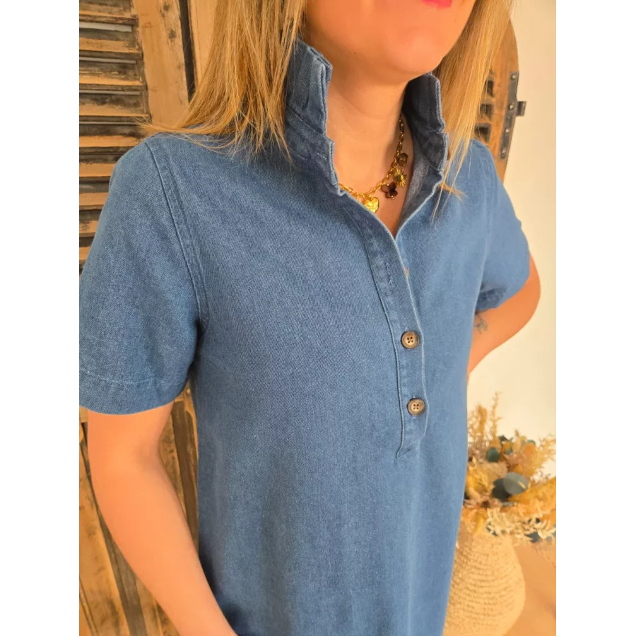 Robe Jeannette jean col victorien