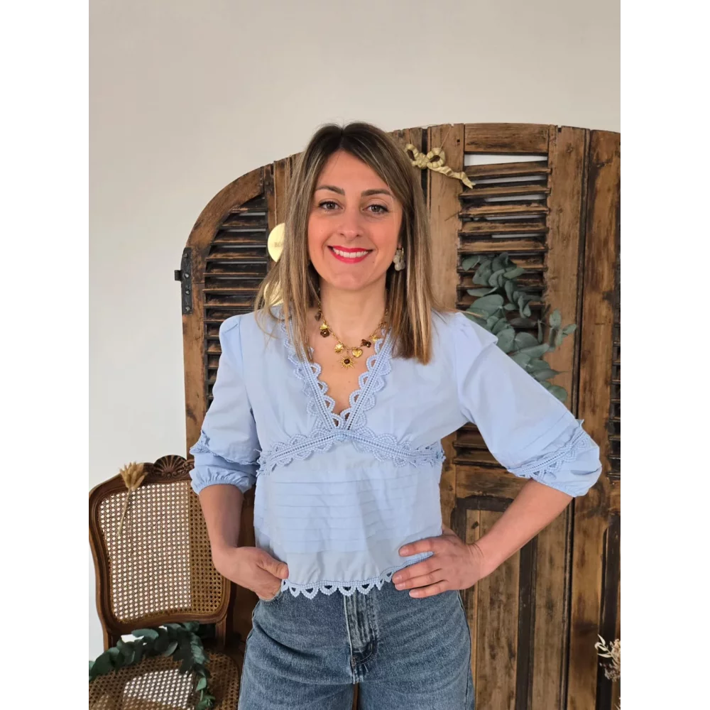 Blouse Lison bleu ciel