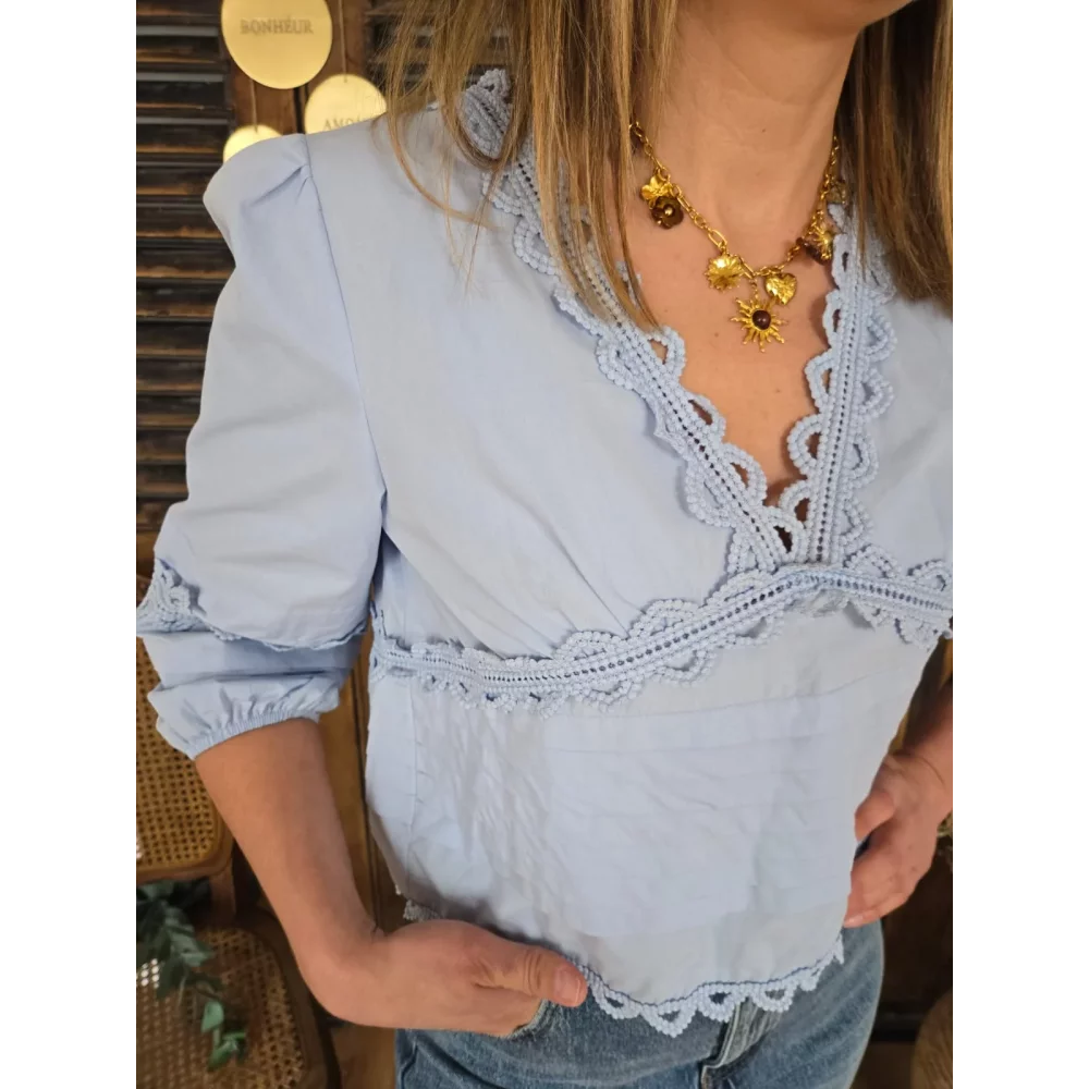 Blouse Lison bleu ciel