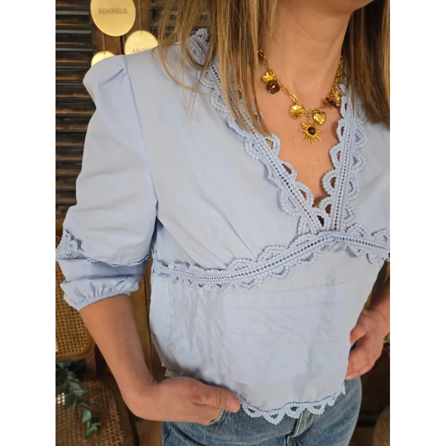 Blouse Lison bleu ciel
