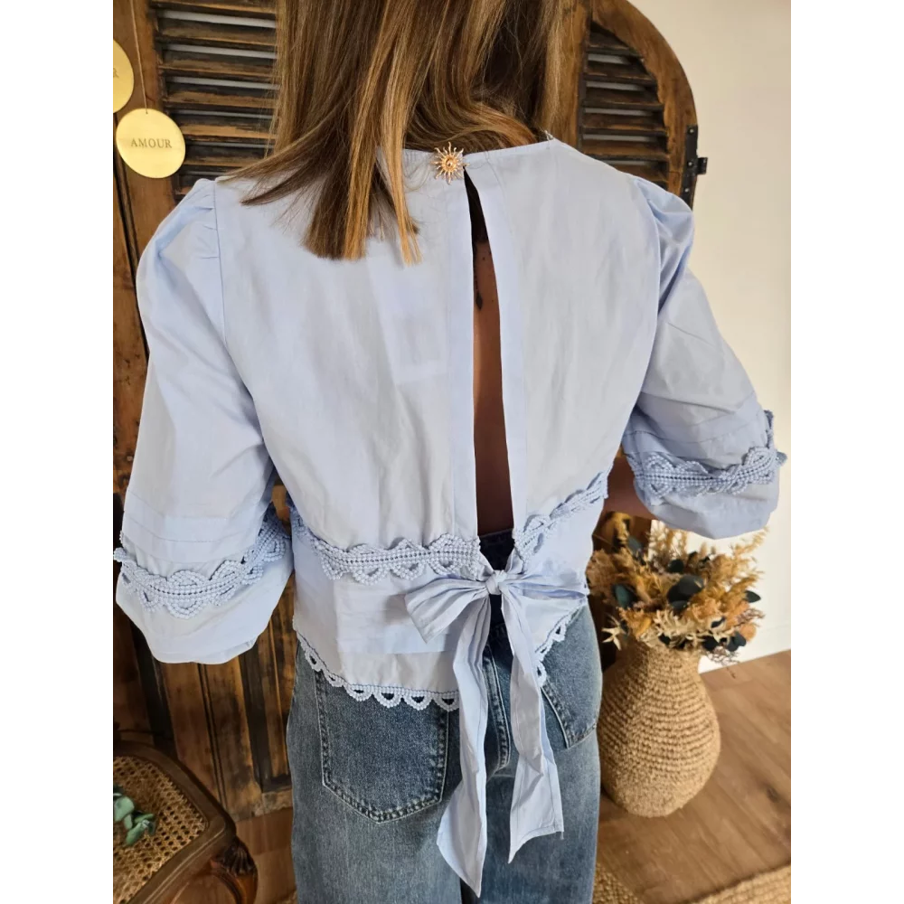 Blouse Lison bleu ciel