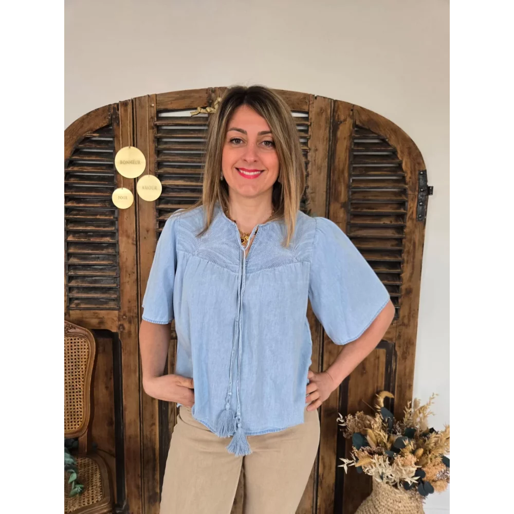 Blouse Laurette chambray bleu clair