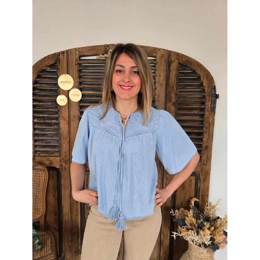 Blouse Laurette chambray bleu clair