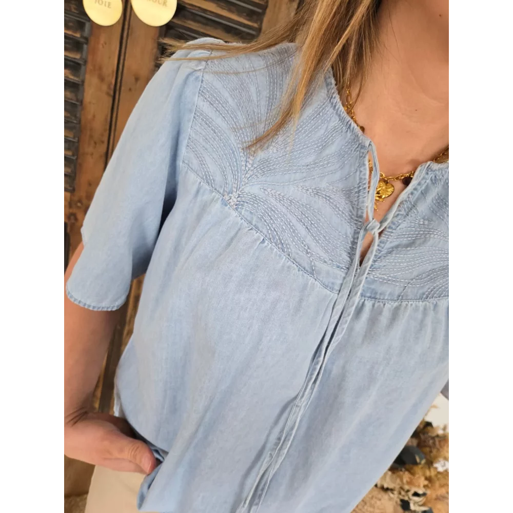 Blouse Laurette chambray bleu clair