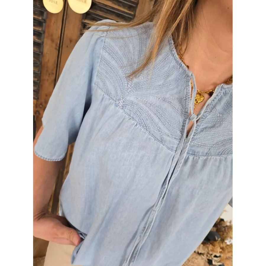 Blouse Laurette chambray bleu clair