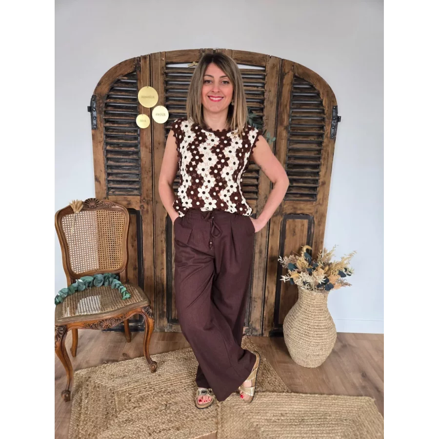 Pantalon Louison fluide choco