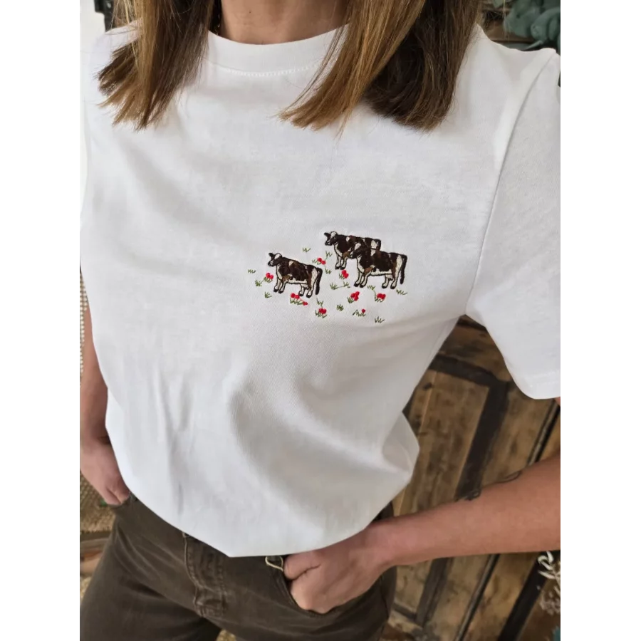 T-shirt blanc Vaches