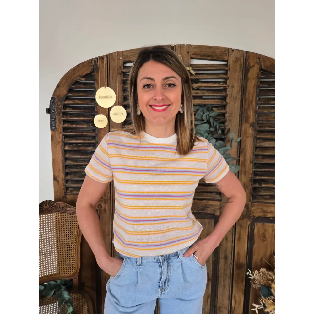 T-shirt Robin rayé jaune