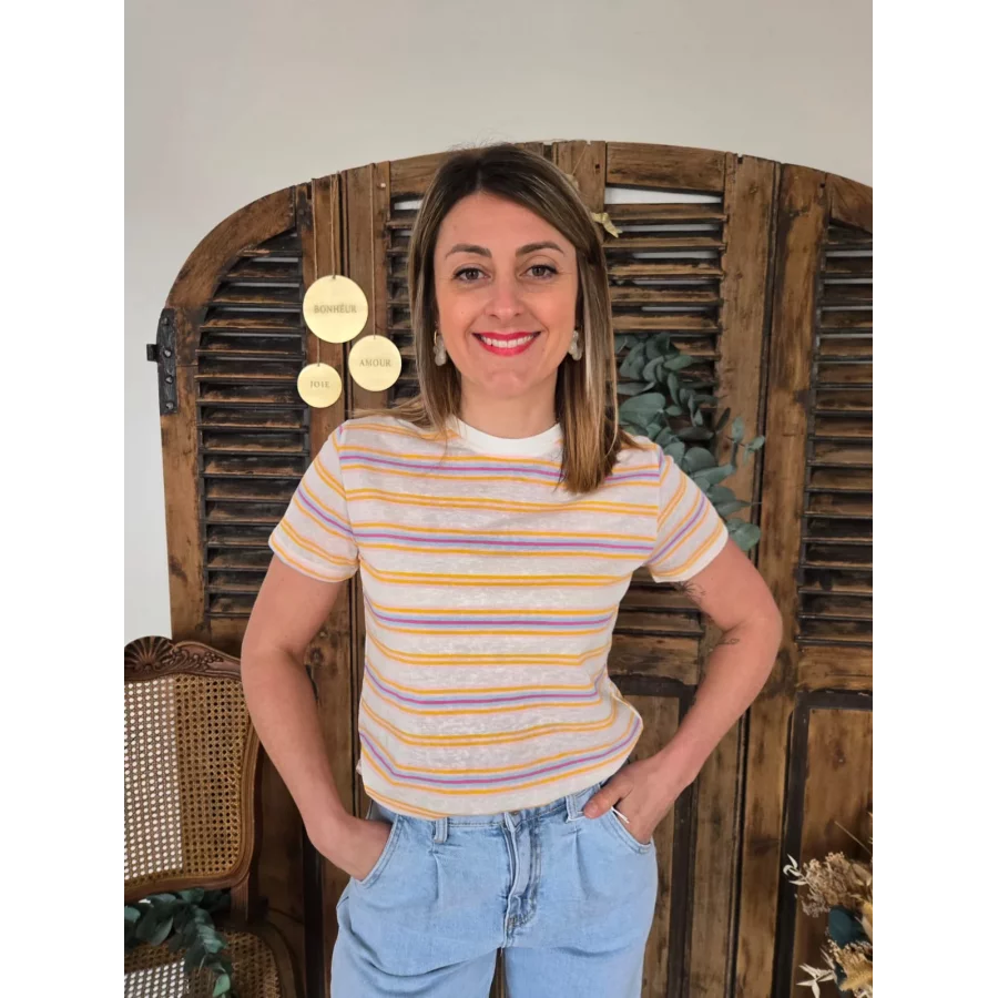 T-shirt Robin rayé jaune