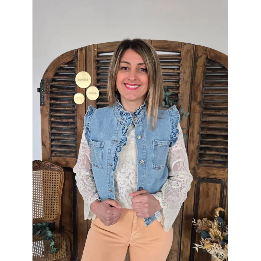 Veste en jean sans manches Corine